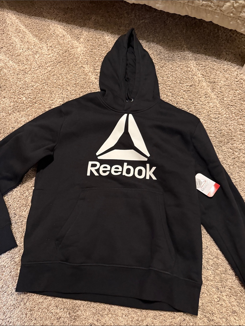 Reebok Black Hoodie with White Logo Graphic